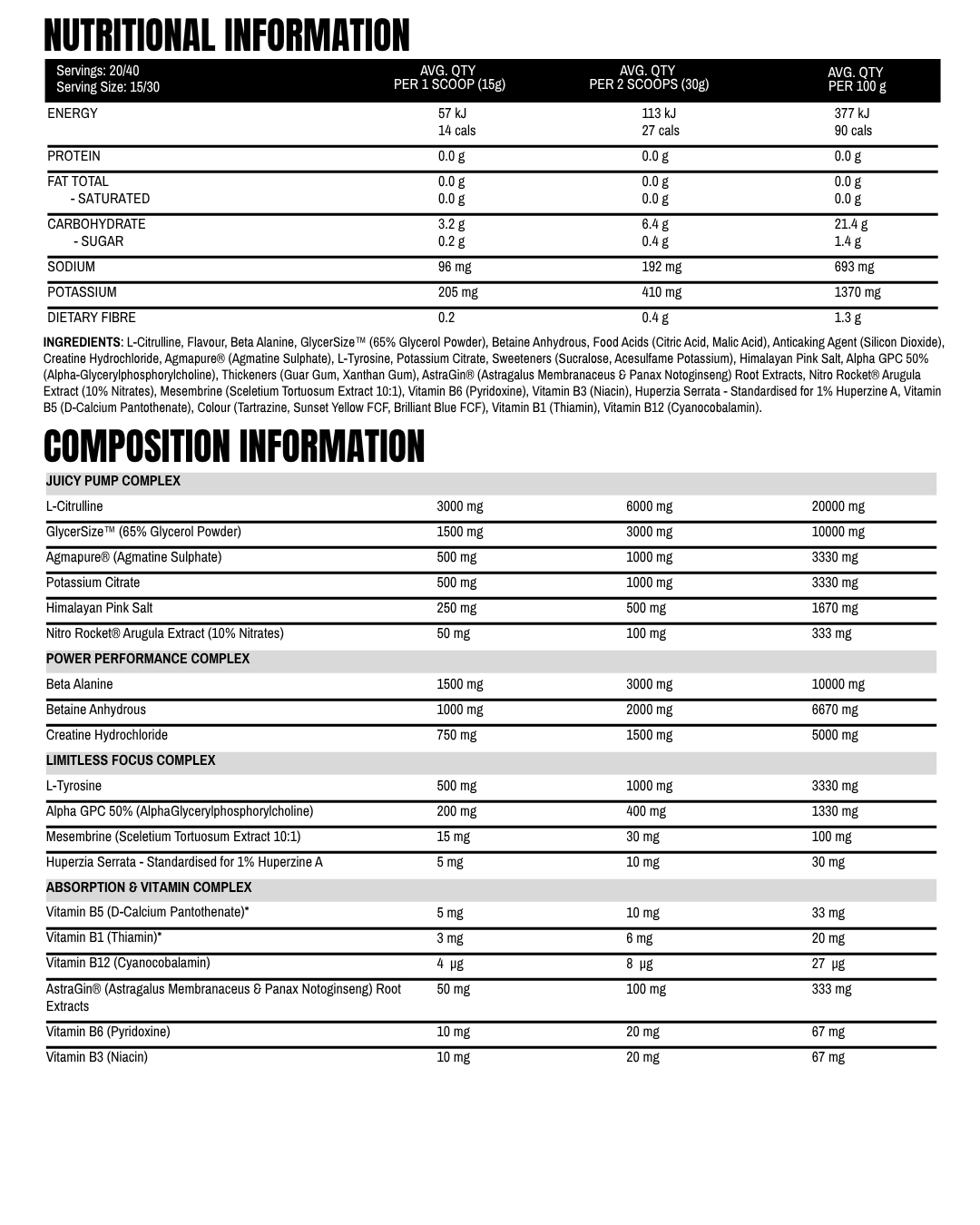 Pump Juice - Non-Stimulant (caffeine Free) Performance Pre-Workout
